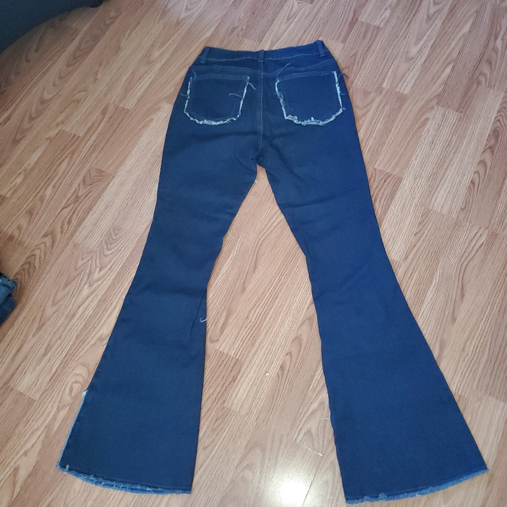 Flare denim patch flare jeans
